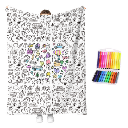 ⏳Time-Limited Special⏰Creative Cozy Colouring Blanket Kit – Colour, Wash & Create Again 🧸