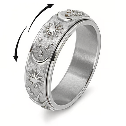📢📢50% OFF !! ⏰Sun, Moon, and Stars Anxiety Relief Spinner Ring for Couples
