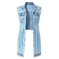 🎉 2026 Sale — Over 24,000 Sold! 💞 Women Sleeveless High Slit Denim Vest Dress Longline Jean Jacket