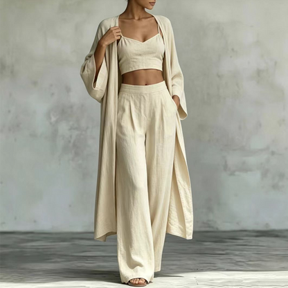 Women's Loose 3-Piece Cardigan Pants Set