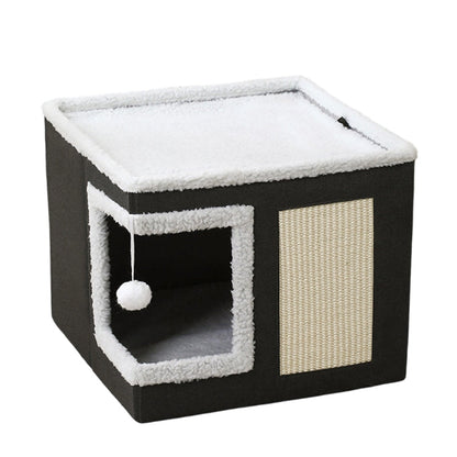 🐱 50% OFF NOW! 🏠 Foldable 2-in-1 Cat Cube House – Dual-level, scratch pad & comfy – Space-saving & portable for cats 🐾
