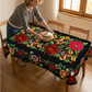 Mexican Floral Tablecloth with Scalloped Edge