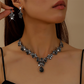 Sparkling Teardrop Pendant Necklace and Earrings Set