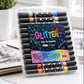 Dual-Tip Glitter Markers Set – 24/48/72/96/120 Colors Shimmering Art Pens with Fine & Brush Tips, Quick-Drying Water-Based Ink