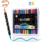 Dual-Tip Glitter Markers Set – 24/48/72/96/120 Colors Shimmering Art Pens with Fine & Brush Tips, Quick-Drying Water-Based Ink