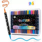 Dual-Tip Glitter Markers Set – 24/48/72/96/120 Colors Shimmering Art Pens with Fine & Brush Tips, Quick-Drying Water-Based Ink