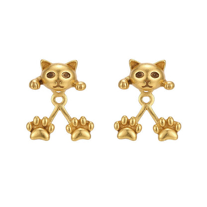 📢📢50% OFF !! ⏰🐱 3D Cute Peeking Cat Stud Earrings – Playful Front-Back Design, Vintage Silver Finish & Lightweight Comfort ✨