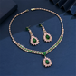 🎉 LIMITED TIME 50% OFF! 💎 Zircon Jewelry Set – Necklace & Drop Earrings for Women – Pink & Green Design, Premium Copper Base ✨
