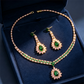 🎉 LIMITED TIME 50% OFF! 💎 Zircon Jewelry Set – Necklace & Drop Earrings for Women – Pink & Green Design, Premium Copper Base ✨