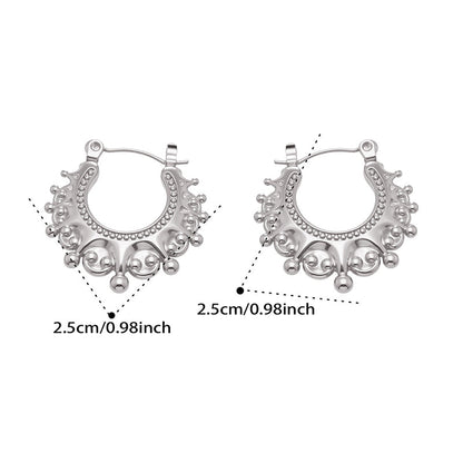 Vintage Stainless Steel Bohemian Hoop Earrings