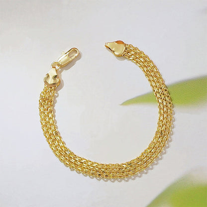 🎉💛50% OFF! 14K gold-plated woven mesh bracelet: wide band catches light beautifully, giving your wrist a luxurious shimmer with every move.
