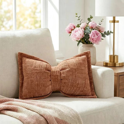 📢📢50%OFF ⏰Soft Chenille Bow-Shaped Throw Pillow
