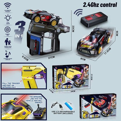 2-in-1 Remote Control Car Gun Launcher Toy Set