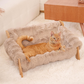 Elevated Plush Pet Bed with Wooden Frame