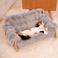 Elevated Plush Pet Bed with Wooden Frame