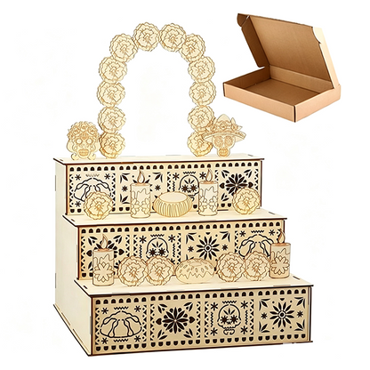 Day of the Dead Wooden 3-Tier Ofrenda Display