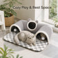 🐱🕳️ LIMITED TIME 50% OFF! 🔮 3-in-1 Plush Cat Tunnel & Bed – Three Fun Entrances, Interactive Pom-Pom Toys & Cozy Checkered Mat ✨