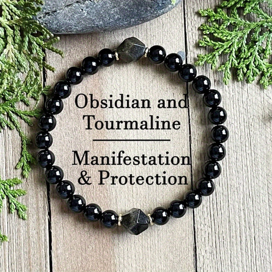 Elegance Black Obsidian Beaded Bracelet