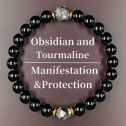 Elegance Black Obsidian Beaded Bracelet