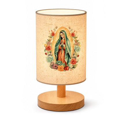 Virgin Mary Pattern Wooden Table Lamp