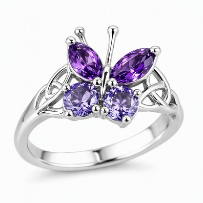 Fashionable Korean Style Sweet and Cool Butterfly Ring for Women Elegant Platinum Color Single Finger Ring