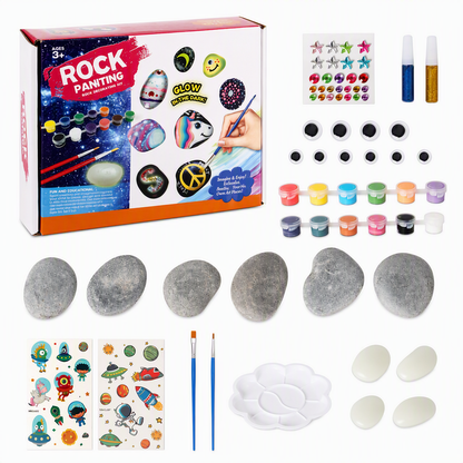 Kids Creative DIY Rock Painting Kit Pebble Stone and Shell Art Craft Set