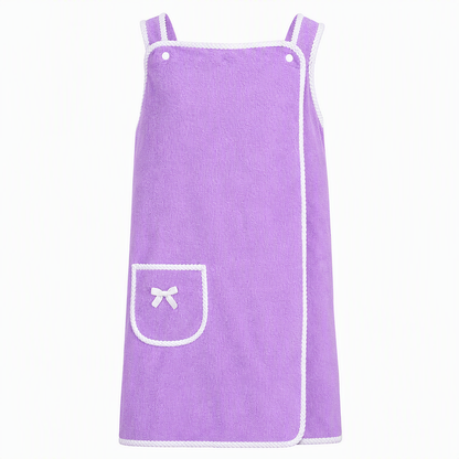 Soft Thick Coral Fleece Wearable Bath Towel Skirt Highly Absorbent Strap Bath Wrap with Pocket and Bow