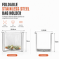📢📢50% OFF !! ⏰Foldable 304 Stainless Steel Trash Bag Holder Stand for Kitchen and Outdoor Storage