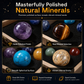 🌌 Natural Crystal Spheres Solar System Planets Set with Wooden Gift Box Mineral Specimens for Science Education Desk Decor
