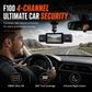 F100 4-Lens Car Dash Cam 1080P HD Driving Recorder with Infrared Night Vision and GPS Sync Recording