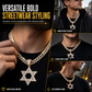⏳Limited-time 50% off⏰Hip Hop Iced Out Rhinestone Hollow Star of David with 50cm Chain✡️📿