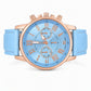 Simple Women's Quartz Watch with Leather Strap and Three-Eye Dial