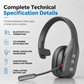 🚚 Trucker Bluetooth Headset: ENC Noise Reduction, Flexible Boom Mic, 78H Playtime, Lightweight