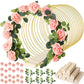 ✨ LIMITED-TIME 50% OFF! 🪆 Gold Metal Floral Hoop Centerpiece with Wooden Stand – Romantic DIY Decor, LED Light Included 🤍