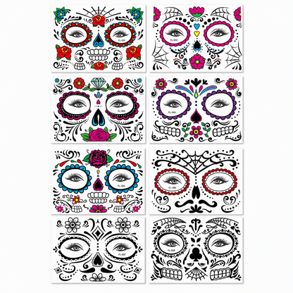 Halloween Scary Big Mouth Temporary Tattoos Waterproof Face Stickers Horror Decals for Cosplay Makeup Party