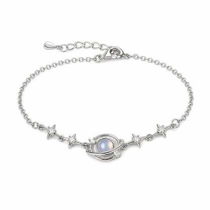 ⏳Limited-time 50% off💥 S925 Sterling Silver Planet & Star Charm Bracelet – Crystal Inlaid Celestial Chain with Luminescent Planet Sphere & Pavé CZ Stars, Hypoallergenic Featherlight 5g Dainty Gift for Women & Girls 🪐