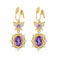 Lavender Manor Purple Zircon Butterfly Jewelry Set with Adjustable Open Ring and Earrings